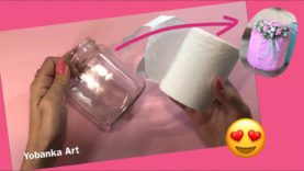 COMO RECICLAR UN FRASCO DE CRISTAL CON PAPEL HIGIÉNICO .. no te lo creerás!!! Precioso!!!