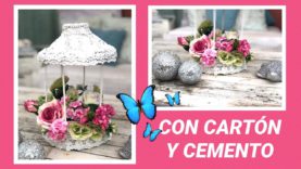 IDEA CON CEMENTO y cartón  -COMO HACER UNA JAULA PARA FLORES 🌸🌼🌺