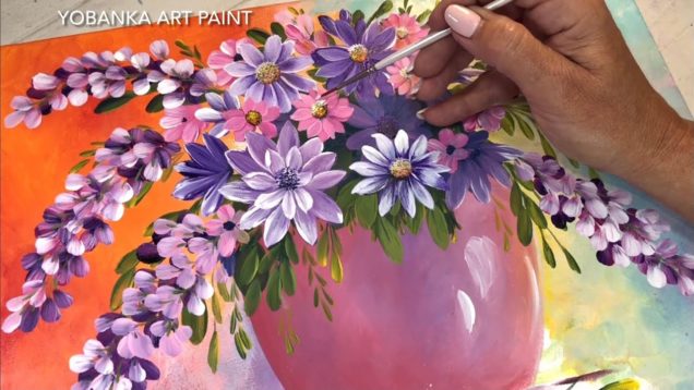 como pintar flores y hacer una obra de arte