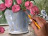 desde la ventana pintando flores