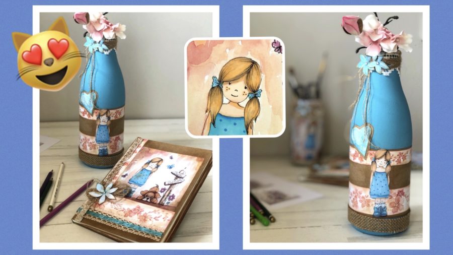 Decoración para tu escritorio Con botella,frasco y libreta